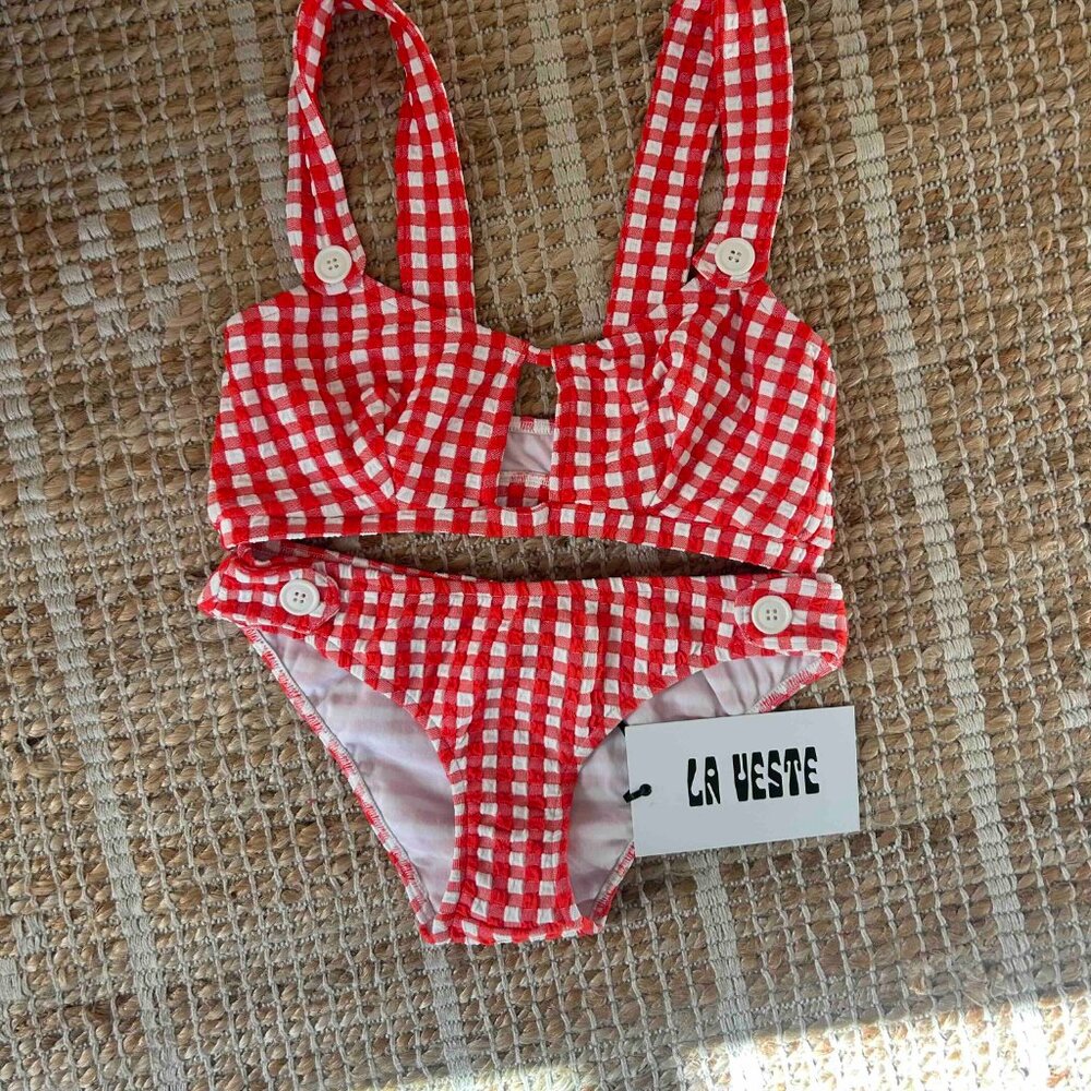 Red white gingham bikini NWT